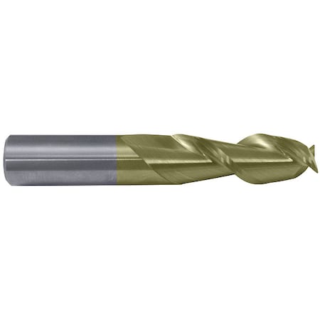 2-Flute Carbide Square Single-End High-Perf End Mill for Alum CTD CEM-AM2-ZN ZrN 1x1x3-1/4x6