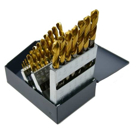 29PC 1/16-1/2x1/64 HSCO TiN-Tipped 135 Degree HD Jobber Lgth Drill Set Cle-Line 1501-TT
