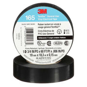 Vinyl Electrical Tape, 165 Temflex, 3/4 in W x 60 ft L, 6 mil Thick, Black, 1 Pk
