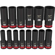 14 pc. SHOCKWAVE Impact Duty 1/2 in. Drive Metric Deep Well 6 Point Socket Set