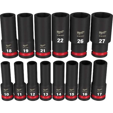 14 pc. SHOCKWAVE Impact Duty 1/2 in. Drive Metric Deep Well 6 Point Socket Set