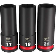 3 pc. SHOCKWAVE Impact Duty 1/2 in. Drive Metric Deep Well 6 Point Socket Set