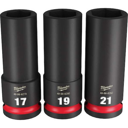 3 pc. SHOCKWAVE Impact Duty 1/2 in. Drive Metric Deep Well 6 Point Socket Set