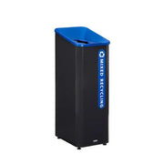 15 gal Square Recycling Can, Flat with Top Opening, Black, 1 Openings