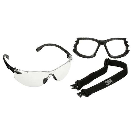 Solus 1000 TPE, Safety Glasses, Scotchgard Anti-Fog & Anti-Scratch, Clear Lens, Black Frame