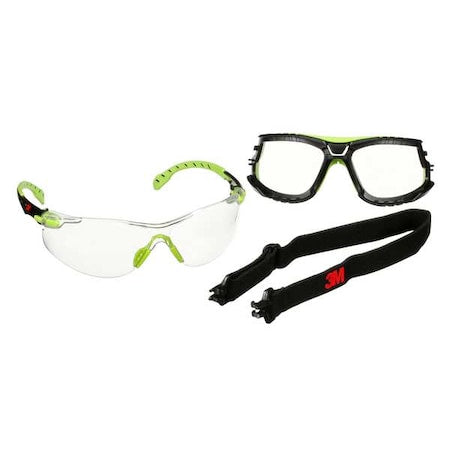 Solus 1000 TPE, Safety Glasses, Scotchgard Anti-Fog & Anti-Scratch, Clear Lens, Green/Black Frame