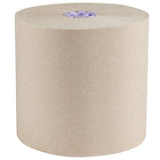 Scott Essential 100% Recycled Brown Hard Roll Towels. Purple Core Dispensers, 700'/Roll/6 Rolls/Case