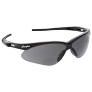 Memphis Reader Safety Glasses, Black Wraparound Frame, 2.0 Diopter, Gray Lens, Anti-Scratch Coating