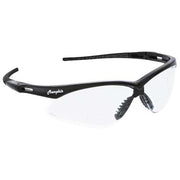 Memphis Reader Safety Glasses, Black Wraparound Frame, 1.0 Diopter, Clear Lens, Universal