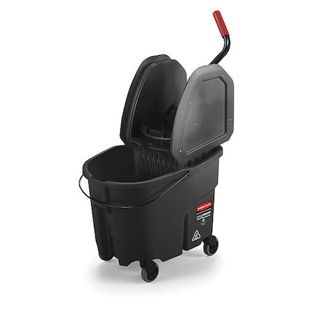 8 3/4 gal WaveBrake Down Press Mop Bucket and Wringer, Black, Polypropylene