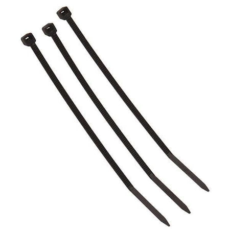 Cable Tie, 4 in L, 3/4 in Max Bundle Dia., Black, Nylon 6/6, 18 lb Strength, 1000 PK