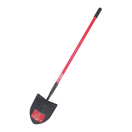 Round Point Shovel, 14 ga. Steel Blade, 60 in L Fiberglass Handle
