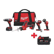 M18 Cordless LITHIUM-ION 4-Tool Combo Kit + M18 XC5.0 Battery