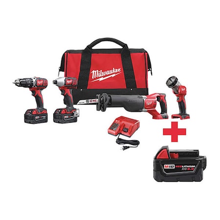 M18 Cordless LI-ION 4-Tool Combo Kit + M18 XC5.0 Battery