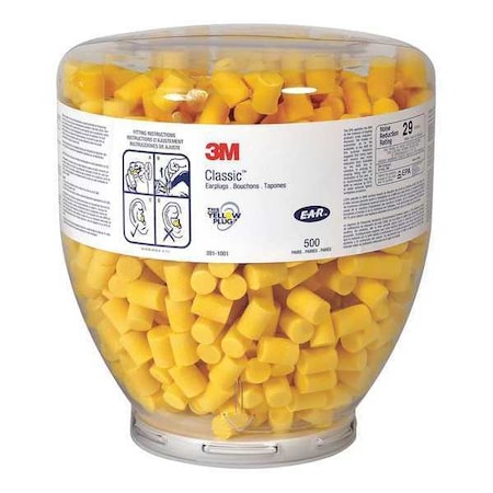 E-A-R Classic One Touch Ear Plugs with Dispenser, Foam, Cylinder, 29 dB NRR, Uncorded
