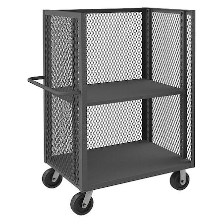Mesh Truck,3-sided,1 Fixed Shelf And 1, 3000 lb Capacity, 36-3/8" W x 66-1/2" L x 56-7/16" H