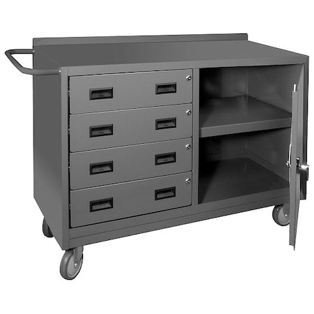 Mobile bench cabinet, work surface, storage, 1 shelf, 4 drawer