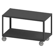 Mobile High Deck Table, 5" Polyurethane, 2 Shlvs,Lips Dwn,36X24X30-1/4