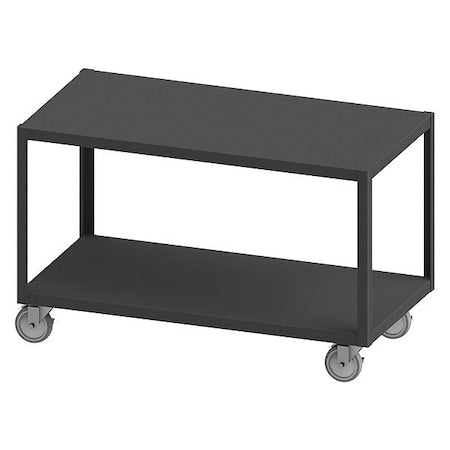 Mobile High Deck Table, 5" Polyurethane, 2 Shlvs,Lips Dwn,36X24X30-1/4