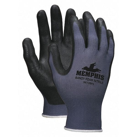 Coated Gloves, Nitrile, Sandy, 3/4 Dip, Not Rated Abrasion Level, Black/Blue, L 1 PR