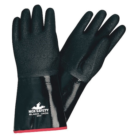 Black Jack Chemical-Resistant Gloves, Neoprene, 14 in L, Not Rated, Black, XL, 1 PR
