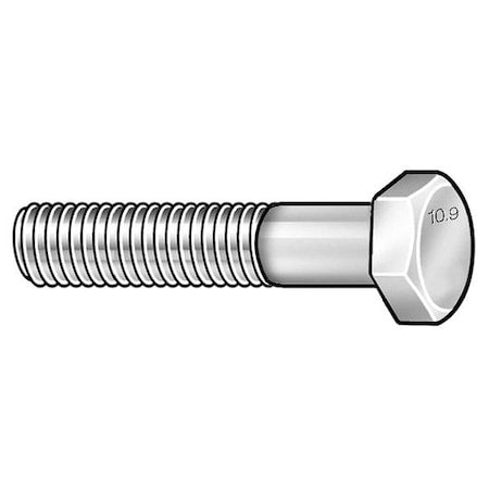 Class 10.9, M10-1.50 Hex Head Cap Screw, Zinc Yellow Steel, 35 mm L, 25 PK