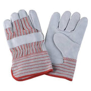 Leather Gloves, Cowhide, Safety Cuff, Wing Thumb, Full Finger, Red/White, XL, 1 PR