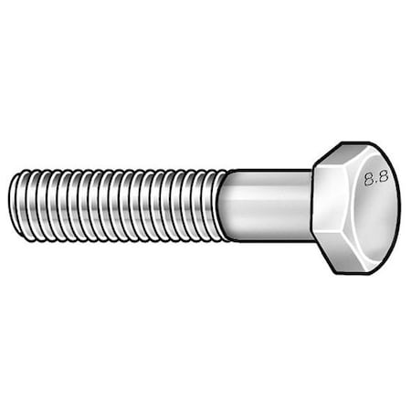 Class 8.8, M10-1.25 Hex Head Cap Screw, Zinc Plated Steel, 40 mm L, 25 PK