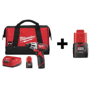 Cordless Screwdriver Kit, Chuck Size 1/4 in, 12 V, Includes Additional Battery (2 Ah)