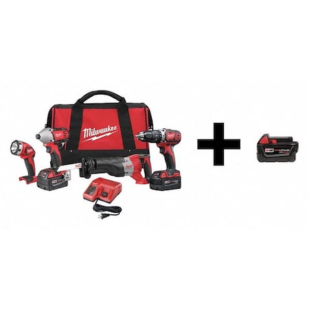 M18 XC 4.0 Extended Capacity Battery Pack + M18 Cordless LI-ION 4-Tool Combo Kit