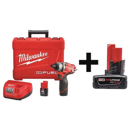 M12 FUEL 1/4" Hex 2-Speed Screwdriver Kit + M12 XC 4.0 Battery Pack