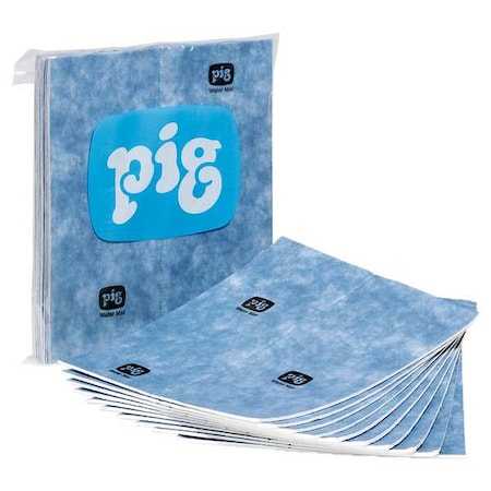 Sorbent Pad, 22 gal, 15 in x 19 in, Water, Blue, Polypropylene