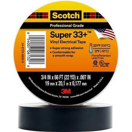 ElectricalTape,Vinyl,Black,22ydL,2inW