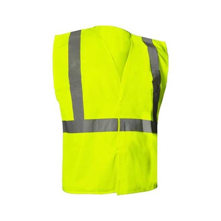 Hi-Vis Safety Vest S Class 2 U Back, ,Hook and Loop 0 Pockets, No Mic Tab, {delete}