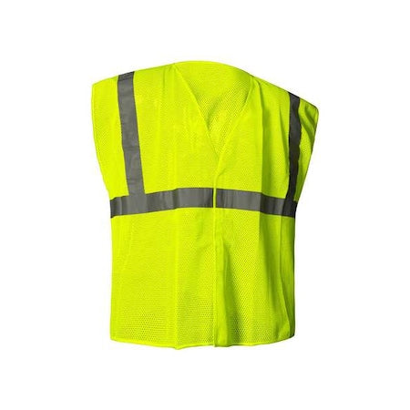 Hi-Vis Safety Vest L Class 2 U Back, ,Hook and Loop 0 Pockets, No Mic Tab, {delete}