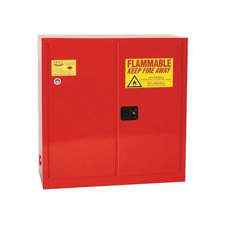 Hazardous Material Storage Cabinet, 40 gal, 3 Shelves, Steel, 43 in W x 44 in H x 18 in D, Red
