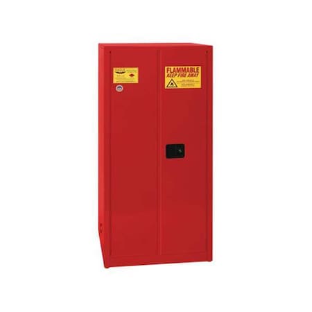Hazardous Material Storage Cabinet, 60 gal, 2 Shelves, Steel, 34 in W x 65 in H x 34 in D, Red