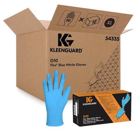 G10, Disposable Gloves, 3 mil Palm, Nitrile, Powder-Free, XL ( 10 ), 90 PK, Blue