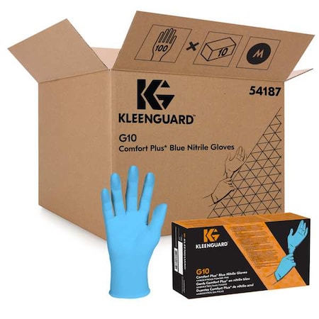 G10, Disposable Gloves, 4 mil Palm, Nitrile, Powder-Free, M ( 8 ), 100 PK, Blue