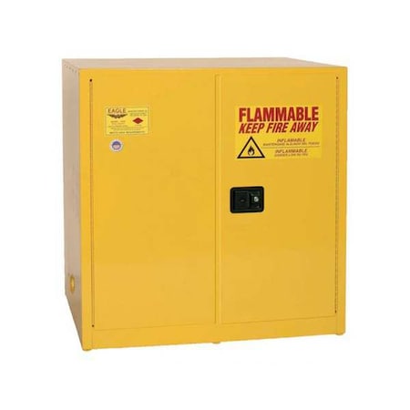 Hazardous Material Storage Cabinet, 60 gal, 1 Shelves, Steel, 43 in W x 44 in H x 34 in D, Yellow