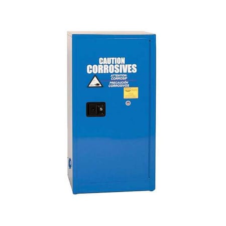 Hazardous Material Storage Cabinet, 16 gal, 1 Shelves, Steel, 23 1/4 in W x 44 in H x 18 in D, Blue
