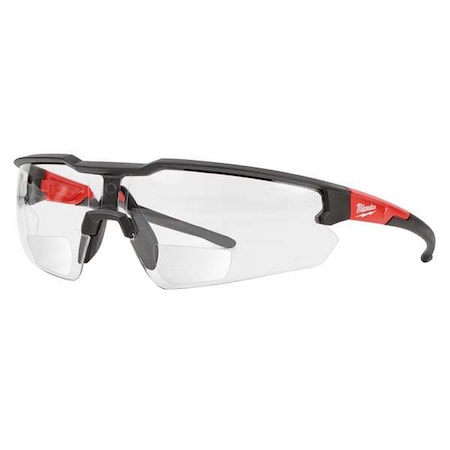 Not Applicable Reader Safety Glasses, Black Wraparound Frame, 2.5 Diopter, Clear Lens, Universal