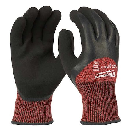 Cut-Resistant Winter Insulated Gloves, Cut Level A3 ,Double Dipped ,Latex ,Sandy ,M