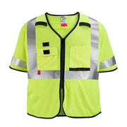 AR/FR Cat.1 High Visibility Vest w/Sleeves 2XL, 3XL Class 3 U Back, ,Zipper 10 Pockets, 2 Mic Tab