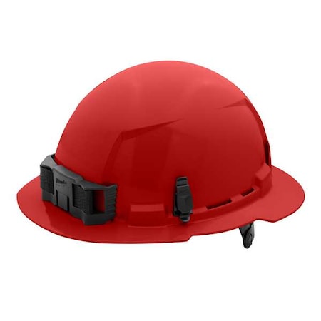 BOLT Red Full Brim Hard Hat w/6pt Ratcheting Suspension - Type 1, Class E