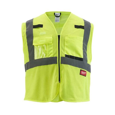 Class 2 High Visibility Yellow Mesh Safety Vest - 4X-Large/5X-Large