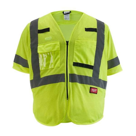 Class 3 High Visibility Yellow Mesh Safety Vest - 4X-Large/5X-Large