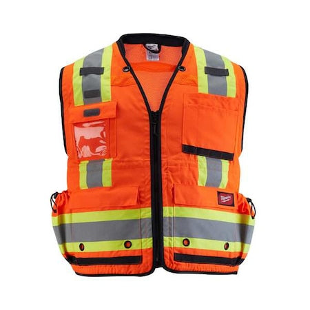 Class 2 Surveyor's High Visibility Orange Safety Vest - 2X-Large/3X-Large