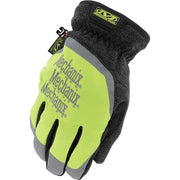 Mechanics Gloves, Fleece, Synthetic Leather Back, Hook-and-Loop, High-Visibility Yellow, XL (11)