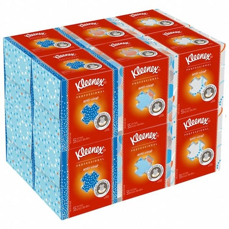 Kleenex Anti-Viral, 3 Ply Facial Tissue, 12 Boxes, 55 Sheets per Box